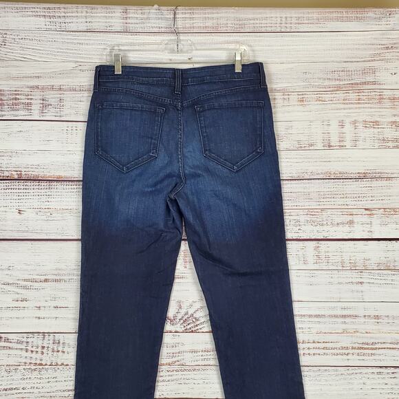 NYDJ Skinny Ankle Jeans 14 Ikat Floral Print Hem In Indigo Dark Wash Boho Casual - Picture 8 of 15